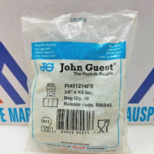 John Guest PI451214FS 1cm X 12BSP Acetale Grau Buchse  Pack