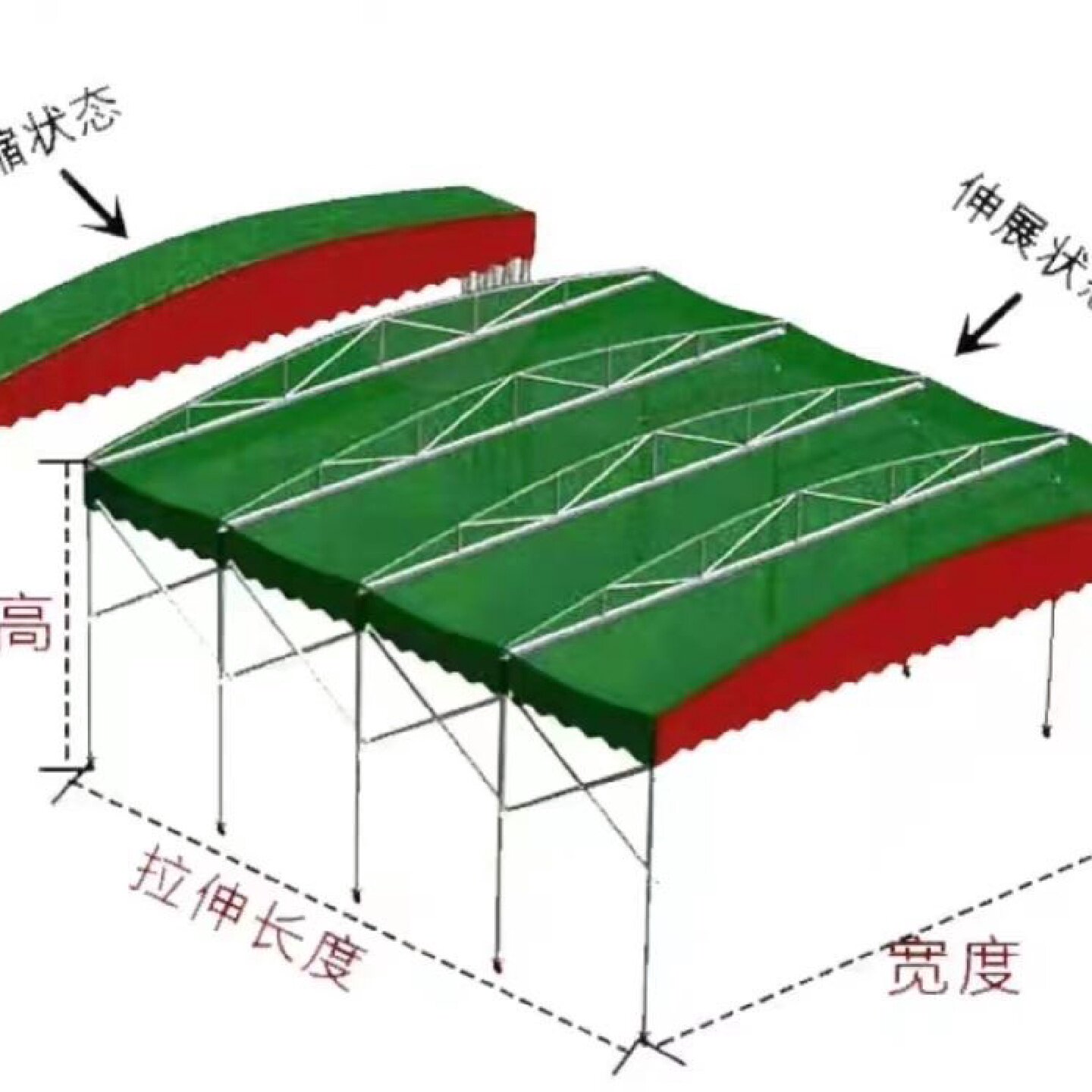 大型移动推拉雨棚遮阳蓬户外大排挡活动伸缩雨篷汽车仓库摆摊帐篷