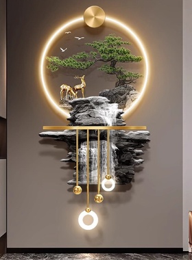 轻奢流水生财进门正对墙壁画立体高档发光玄关装饰画走廊过道挂画