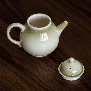 手工薄胎草木灰釉泡茶壶陶瓷带过滤单壶青灰釉功夫茶具小茶壶