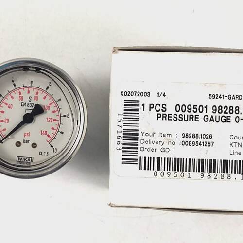 Wika 009501 98288.1026 Pressure Gauge 010 bar 0140 Psi PIN D