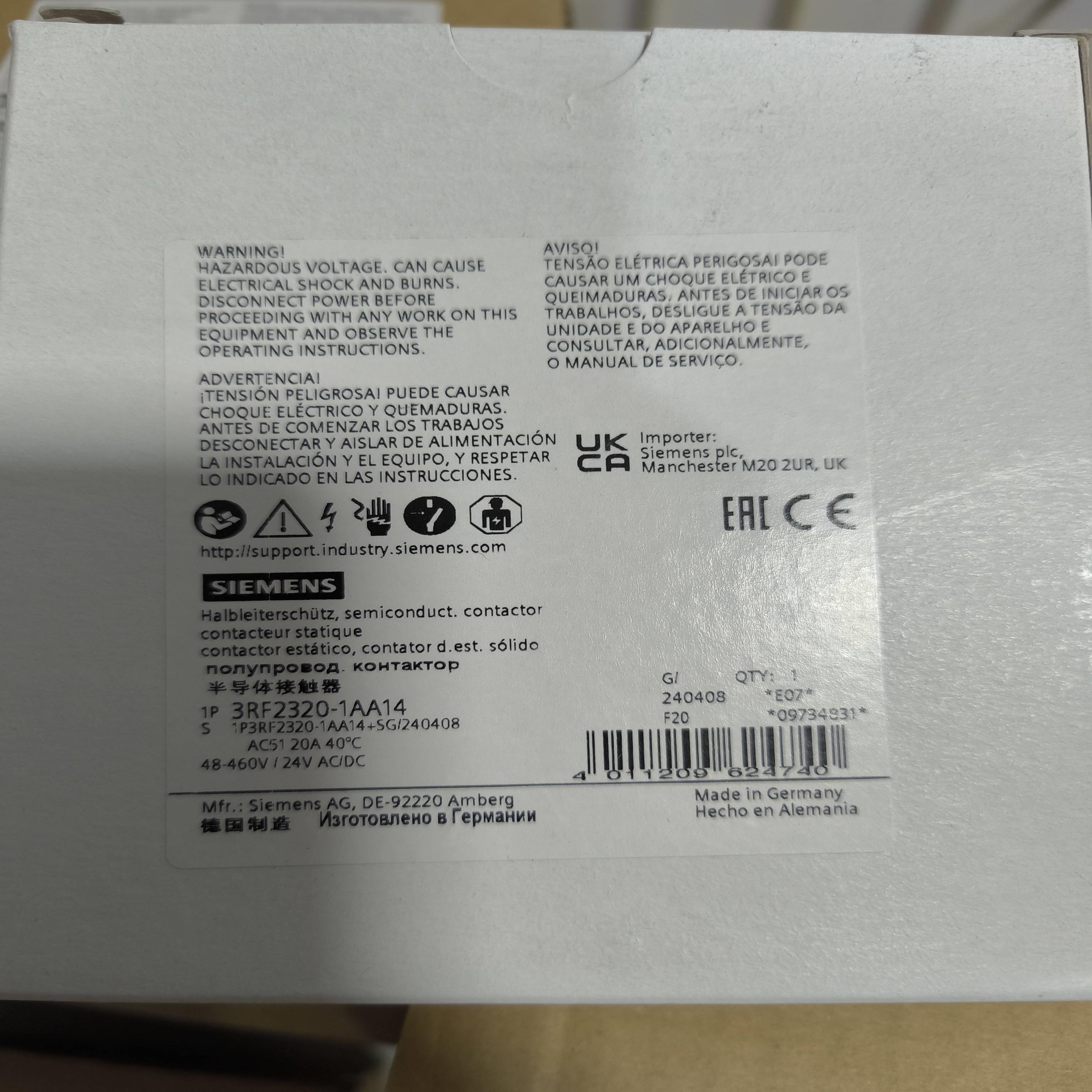 3RF2320-1AA14西门子接触器全新原装正品现货