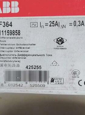 ABB漏电断路器F36425A动作电流0.3A-议价