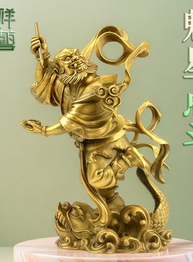 纯铜魁星踢斗摆件铜钟馗摆件魁星点斗魁星踢斗钟馗铜像书房家居