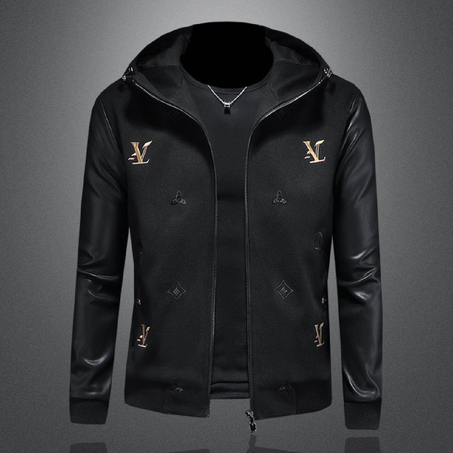 新款高端夹克男士秋冬休闲修身显瘦连帽刺绣上衣品质潮牌帅气外套