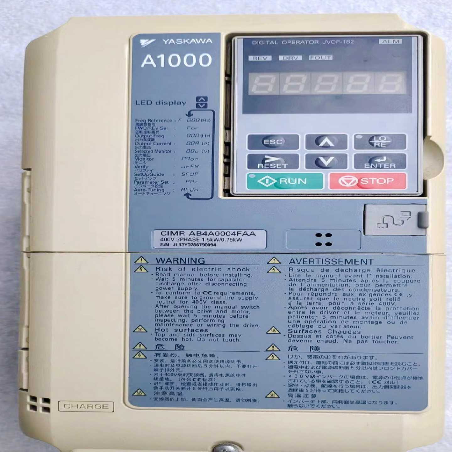 A1000安川变频器CMIR-AB4A0004FAA/1.5询价