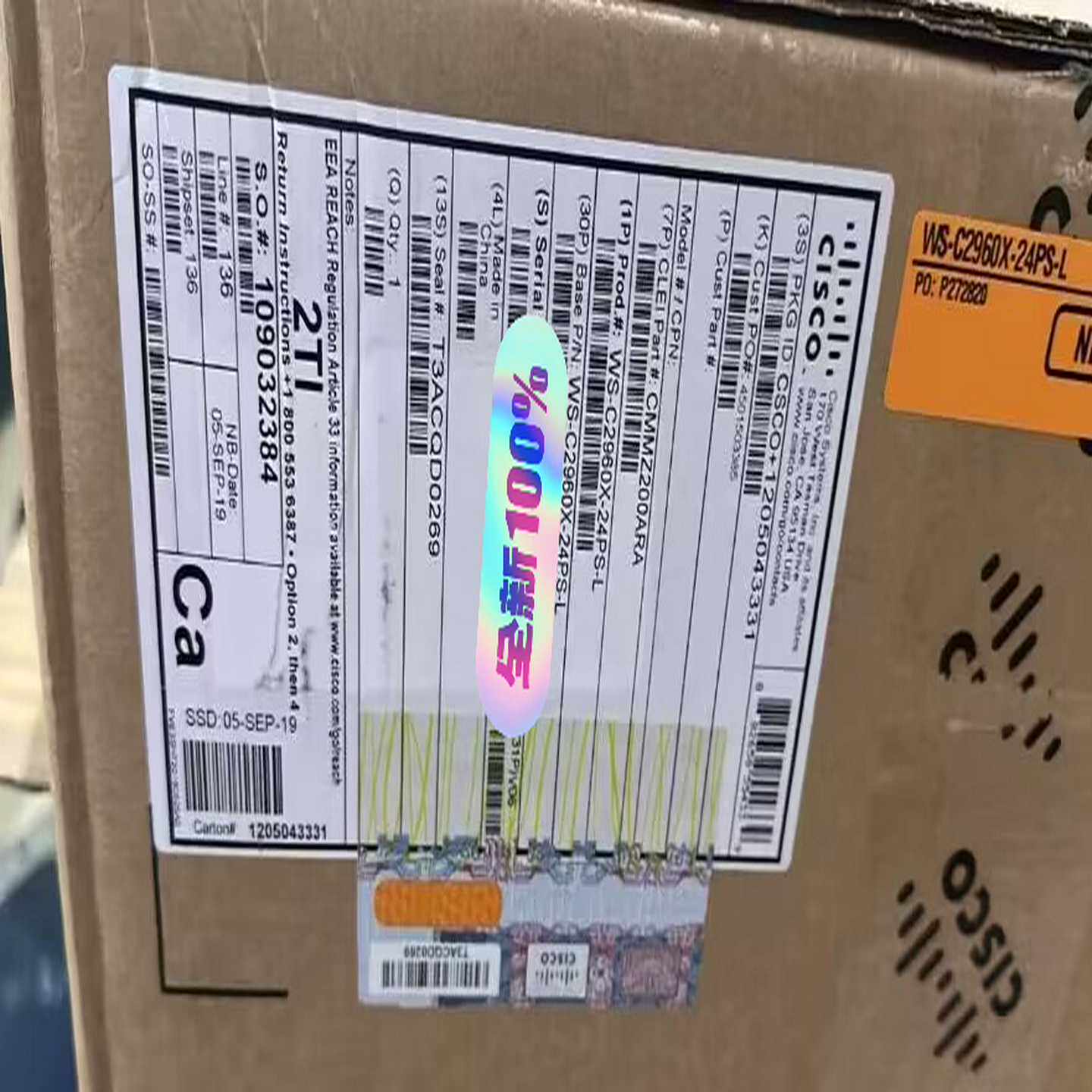WS-C2960X-24PS-L 思科千兆POE交换机 全新