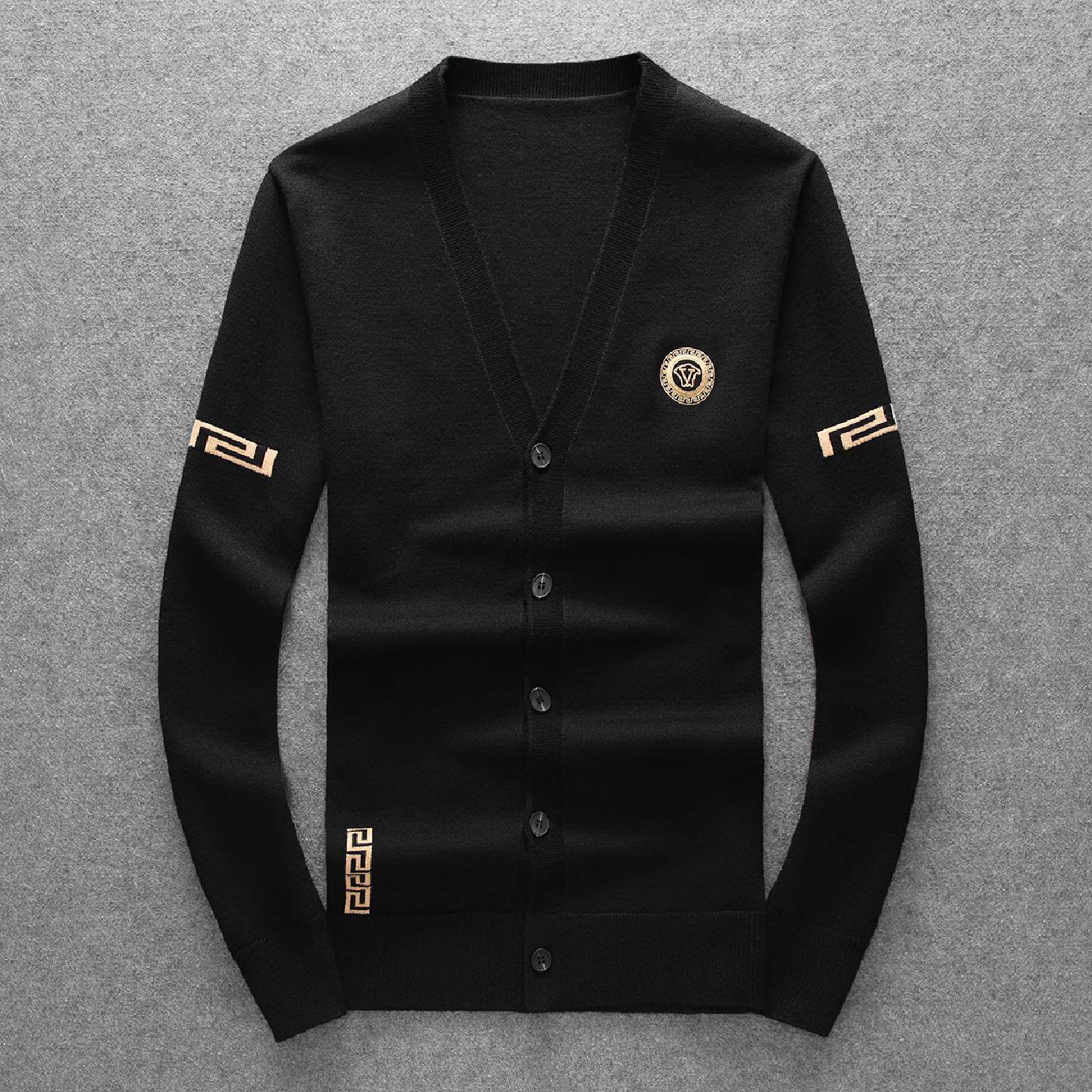 欧货高端刺绣羊毛衫男士商务休闲外套欧洲站潮牌开衫针织衫毛衣秋