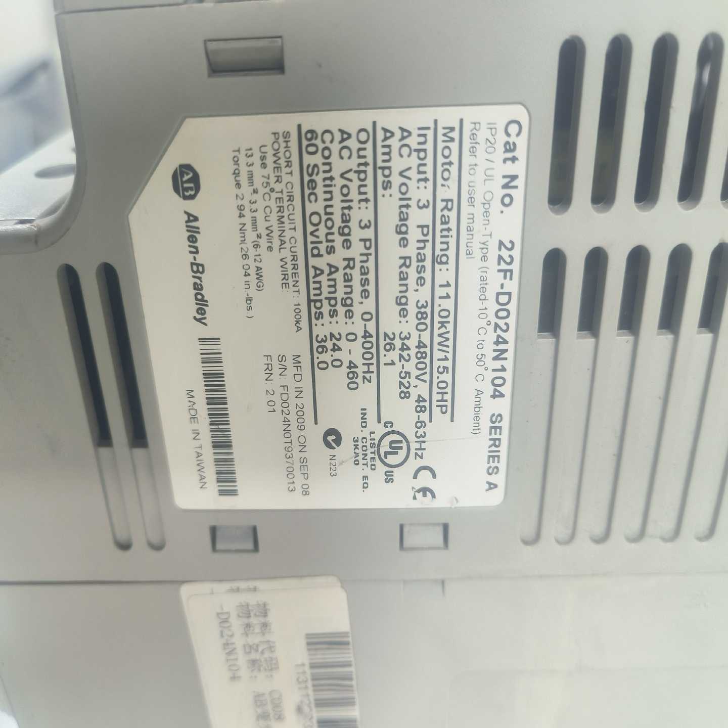 咨询-AB变频器22F-D013N104，11KW