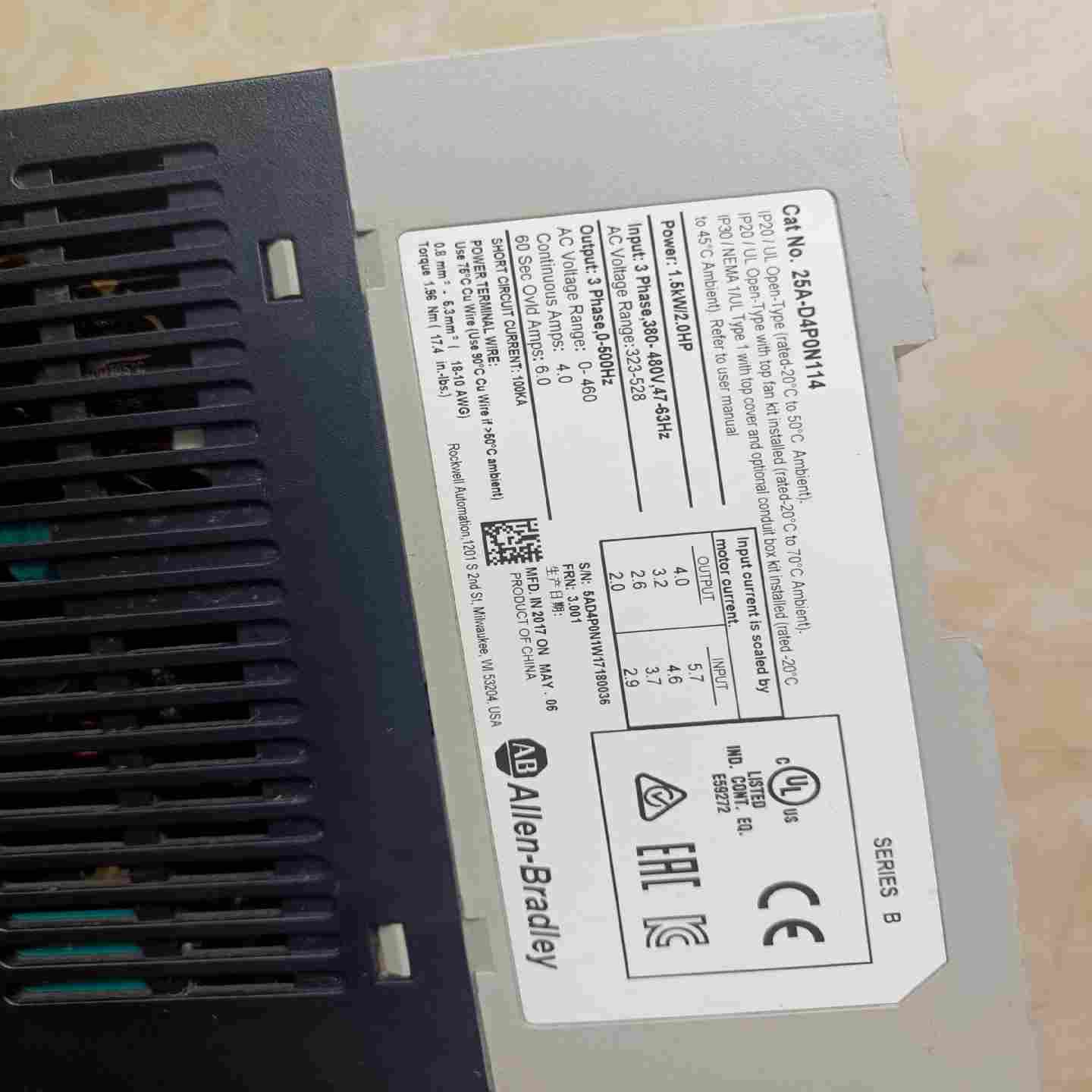 售前询价询价-AB罗克韦尔25A-D4P0N114