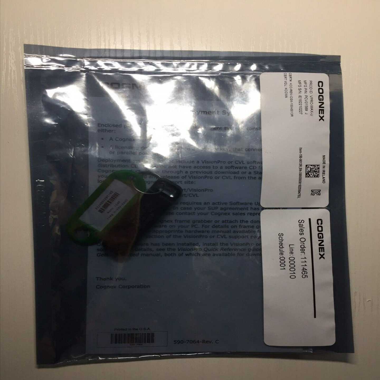 康耐视加密狗VPURO--USB版本9.0/9.1/9.2VisionPro视觉软件