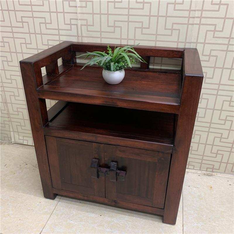 老船木餐边柜简约现代沙发边几储物柜客厅迷你小柜子茶水柜置物架