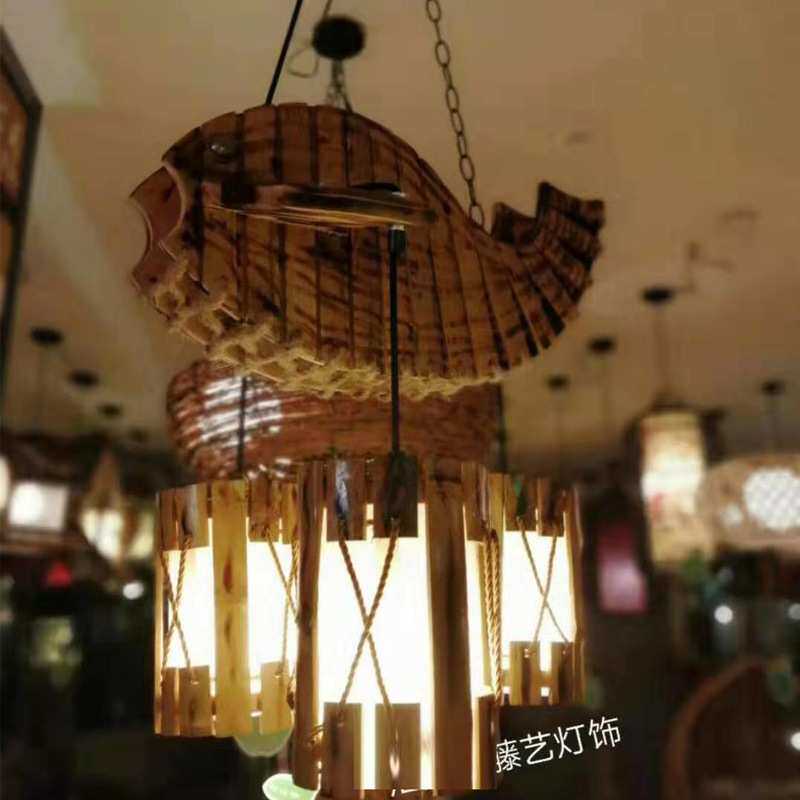 书房客厅灯现代简约竹灯创意复古竹木藤吊灯常州古镇义乌浙江深圳