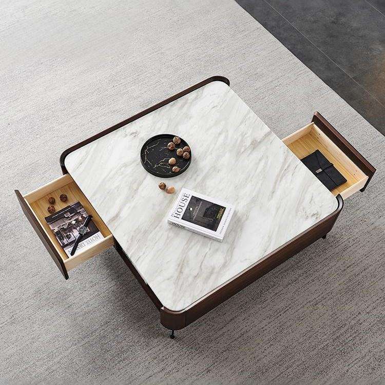 意式极简茶几方形边几客厅家用小户型大理石轻奢现代简约高级茶几