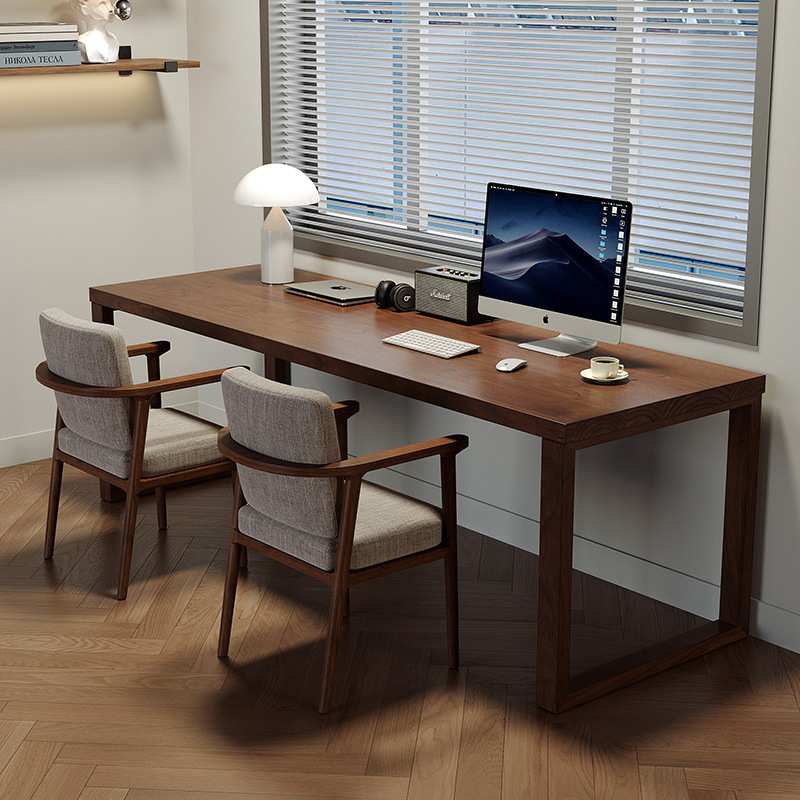 长条桌小型台式桌子长方形办公桌双人书桌家用电脑桌实木腿工作台
