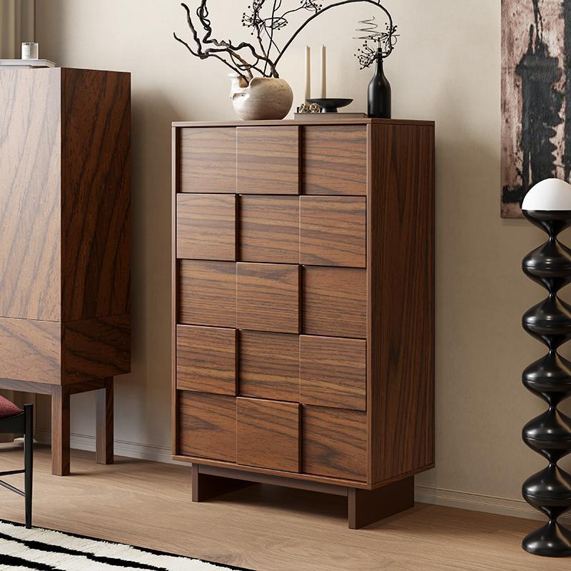 中古风斗柜实木玄关柜五斗柜卧室储物六斗柜轻奢客厅木色收纳边柜