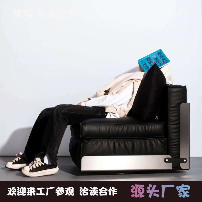 法式复古黑武士可旋转单人椅中古设计师小户型客厅接待室象限沙发