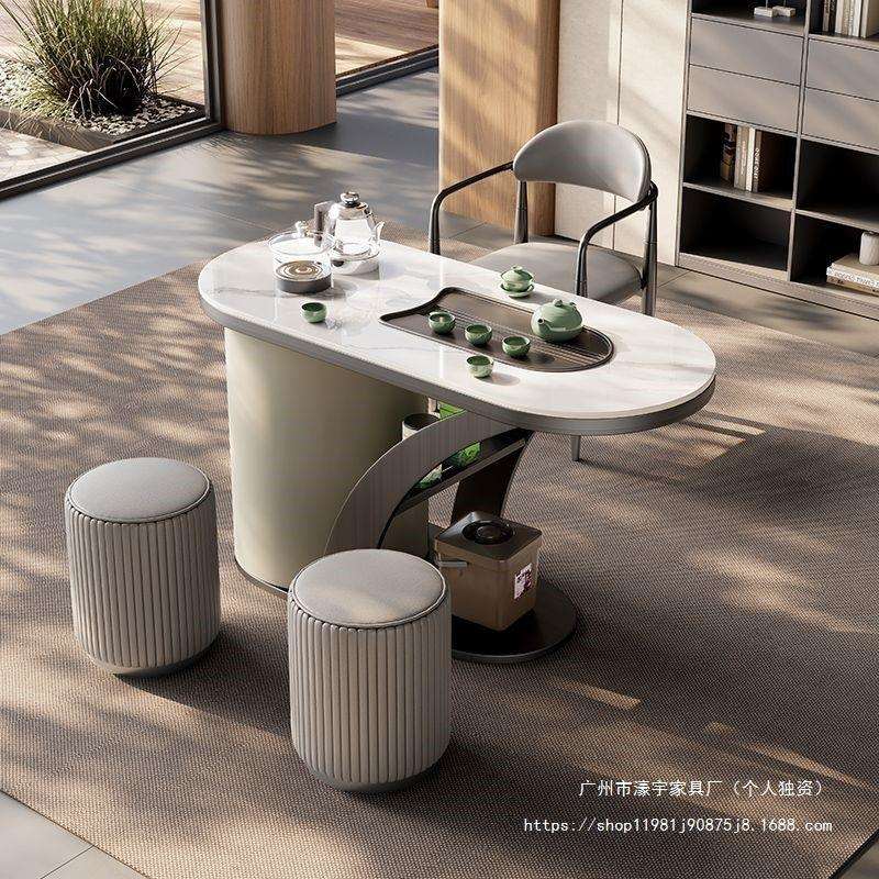 阳台小户型茶几客厅茶桌椅会客桌现代轻奢简约岩板茶台茶桌椅组合