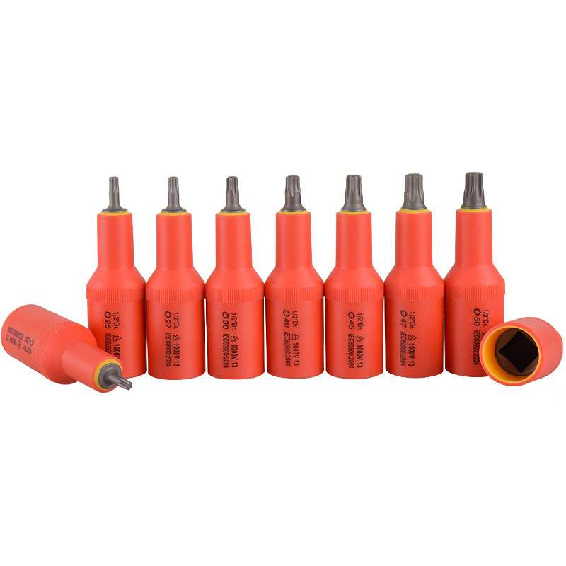 直销1000V 1/2绝缘星型旋具套筒批头T20-T55 梅花批头IEC安全认证