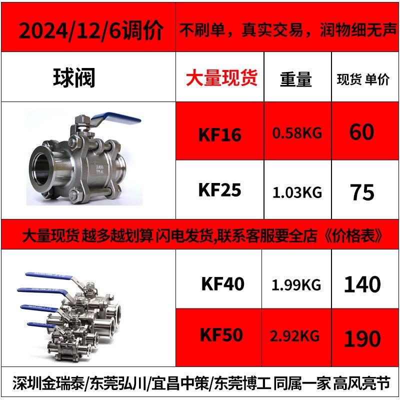 KF高真空球阀 304不锈钢快装球阀 三片式KF16 KF25 KF40/50已检漏
