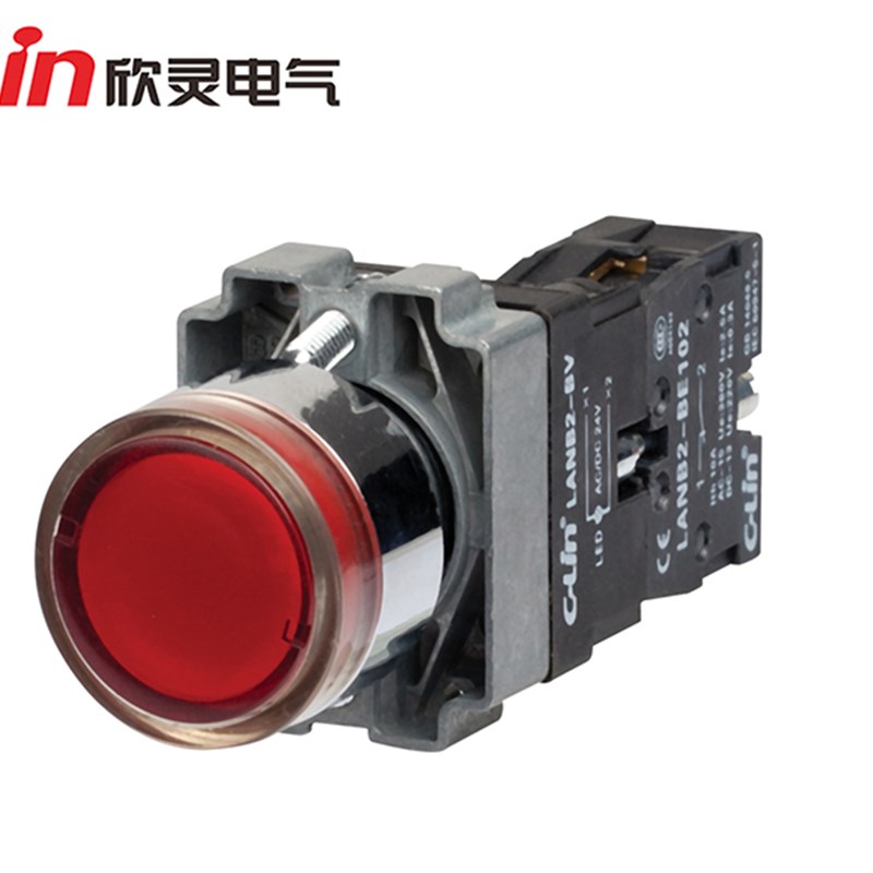 欣灵带灯自复位按钮开关 LANB2BW3361绿色 或 LANB2BW3462 红色