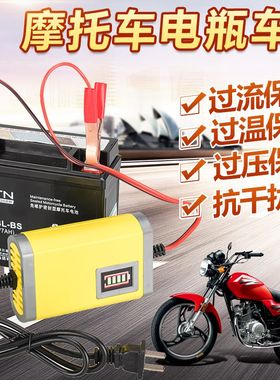 优信12V伏铅酸蓄电池踏板摩托车电瓶智能修复干水电瓶12V2A充电器