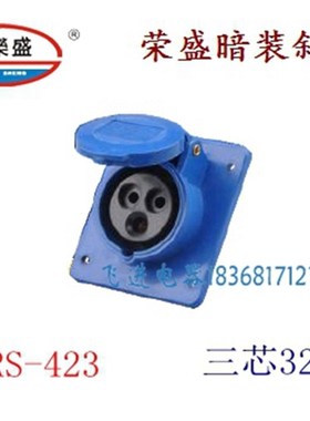 荣盛CEIRSIEC工业防水航空插座RS423 暗装斜插座 3芯32A 220V