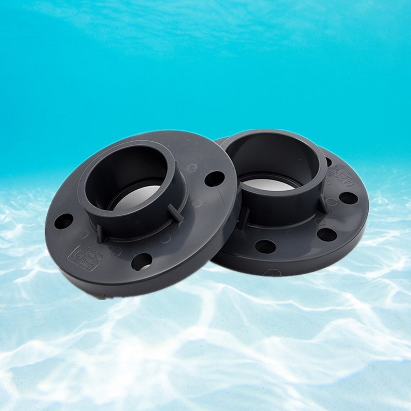 PVCU一体式塑料法兰片DN40 50 65 80 100插口胶水粘接PVC法兰盘