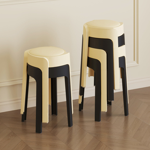 塑料凳子家用结实耐用加厚可叠放软包凳子风车凳备用待客堆叠凳子