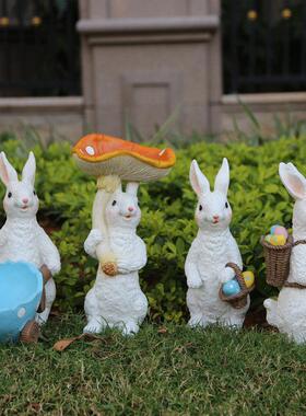 花园幼儿园林景观别墅庭院子户外创意多肉花盆树脂卡通兔子摆件