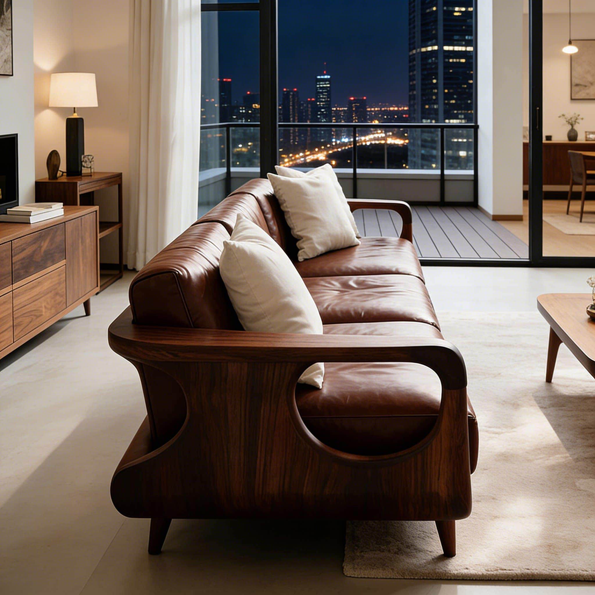 新中式实木真皮沙发简约客厅高端黑胡桃木三人位现代小户型新款