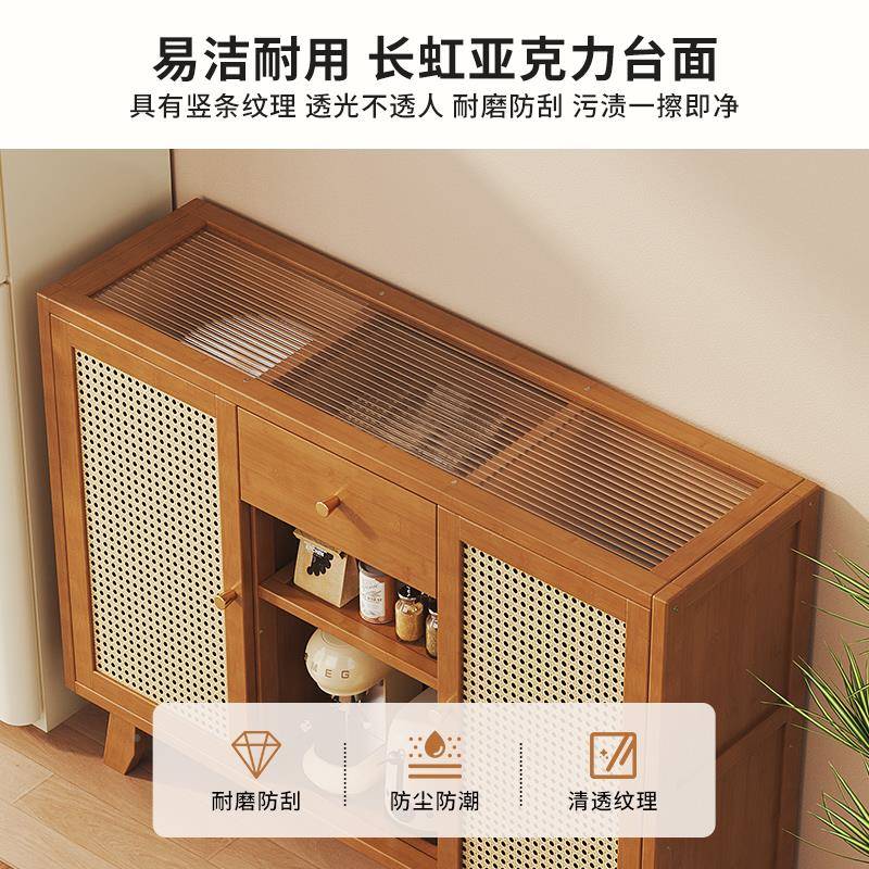 厨房置微炉储一体物架中古风餐边柜靠墙收Y05纳橱柜咖啡机落地波