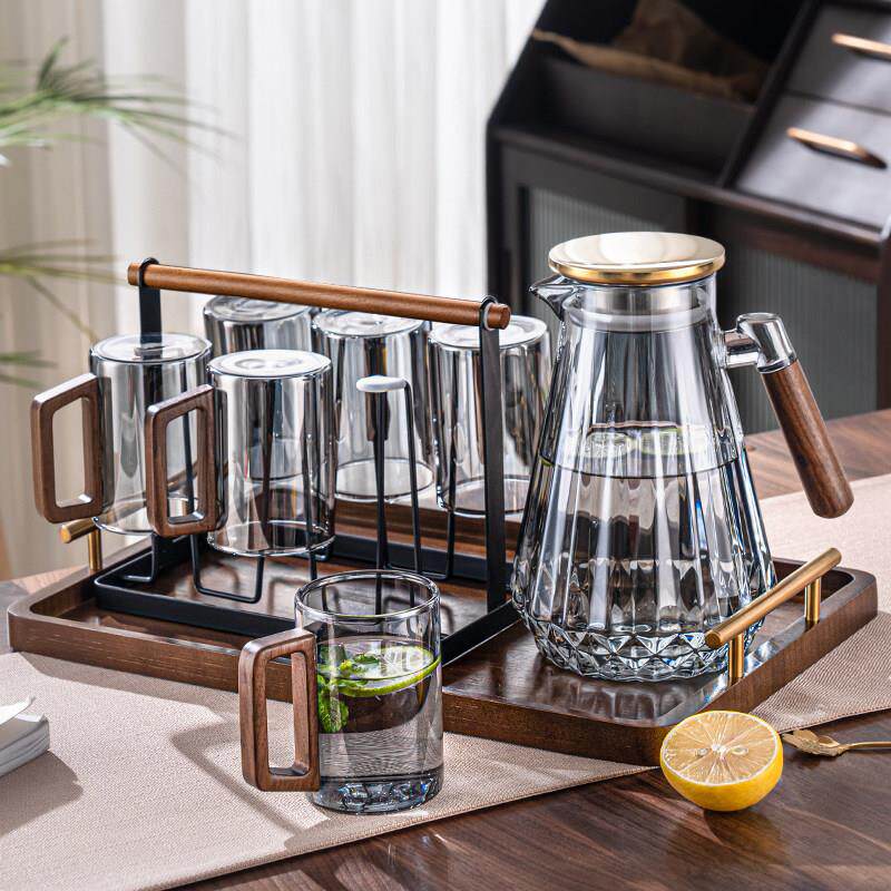 水杯家用套装招待客人杯子轻奢客厅玻璃杯带把手茶杯男士泡茶专用