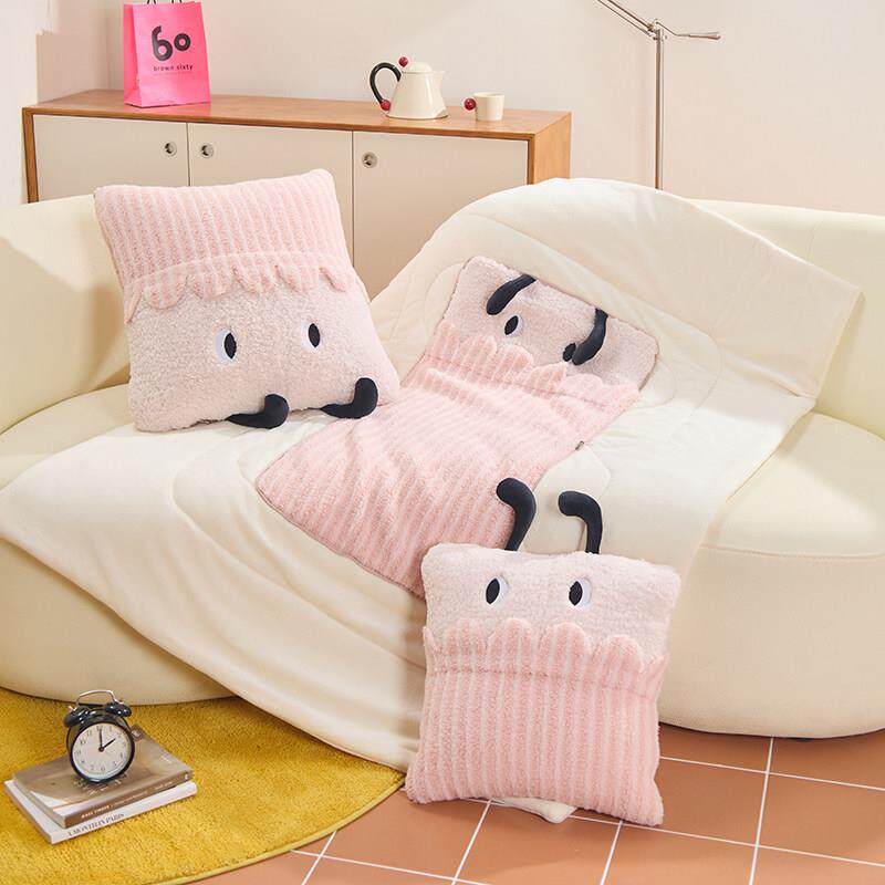 多功能折叠牛奶绒抱枕被子两用午睡靠垫枕头二合一加厚绒毯车载内