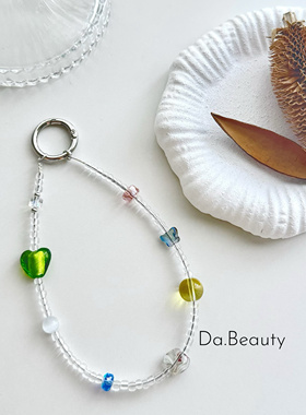 「四月物语」DaB原创爱心晶晶简约透明高级感手机链相机链ccd链