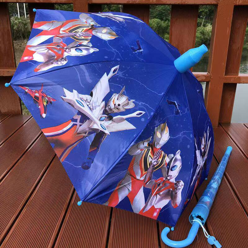 2025奥特曼儿童学生上学专用晴雨两用伞男女孩可爱防水套长柄雨伞