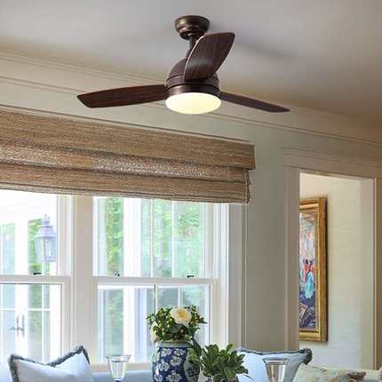 北欧风扇灯简约现代卧室餐厅吊扇灯led客厅茶室书房实木电风扇灯