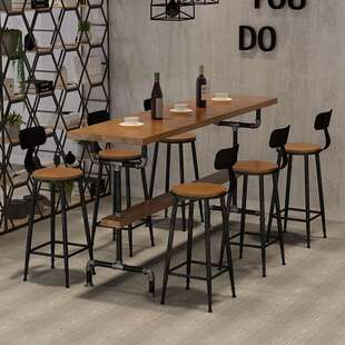 美式工业风复古水管实木吧台桌椅咖啡厅奶茶店餐厅酒吧铁艺高脚桌