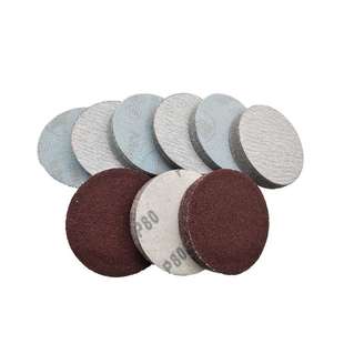 2寸植绒砂纸片红砂圆盘砂白砂拉绒片50mm自粘干磨砂纸木工打磨片
