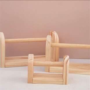 跨境木质胶带架创意胶带切割器桌面儿童手工胶卷陈列架实木底座