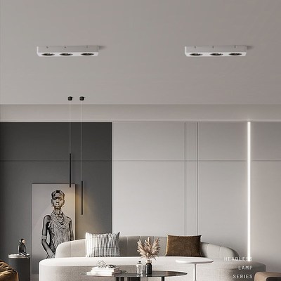 led超薄明装筒灯四头六头无主灯方形射灯客厅卧室三色变光吸顶灯