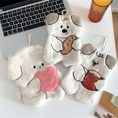 可爱小狗擦手巾挂式纯棉加厚抹手毛巾女学生宿舍卫生间吸水不掉毛