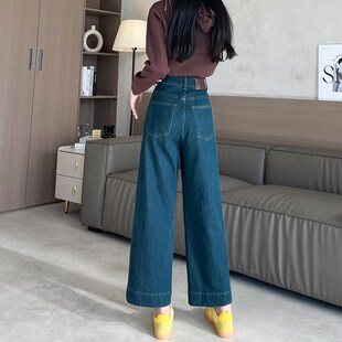 阔腿牛仔裤女春夏2024年新款高腰宽松百搭显瘦九分小个子直筒裤子