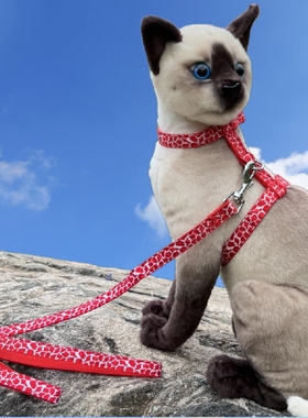 宠物猫牵引绳猫咪专用防挣脱猫绳子外出工字可调节猫用胸抱婴袋遛