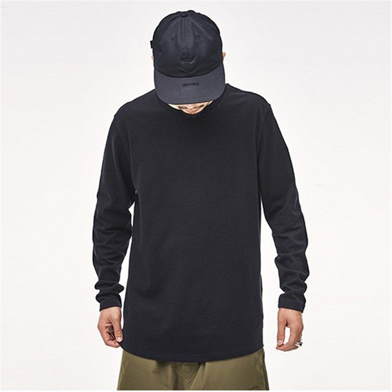 倔强工作室 重磅330g纯棉长袖t恤男女加厚纯白色春秋季圆领打底衫