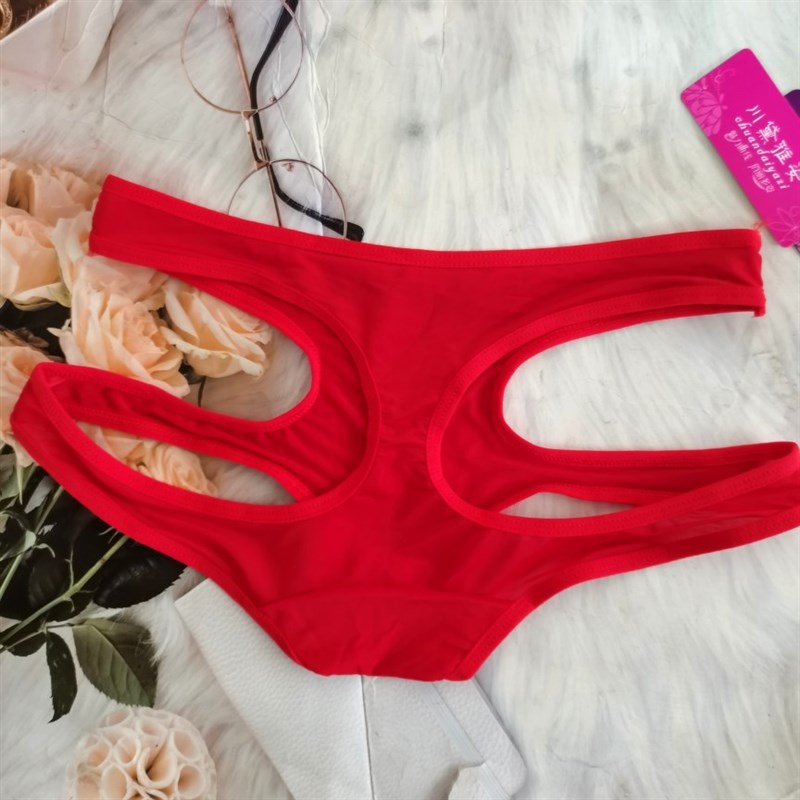 女生三角裤个性定制超大按摩珠珠子丝滑镂空三角短裤鲍里藏珠性感