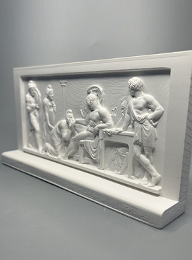 丹麦博物馆复刻人物雕塑平面浮雕艺术品石膏像装饰摆件立体版画