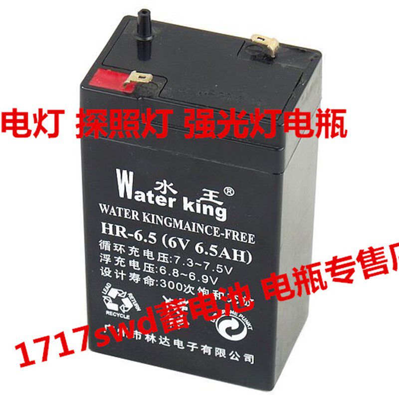 水王蓄电池 HR-6.5 6V6.5AH 强光灯 探照灯 电灯 手电筒用电瓶