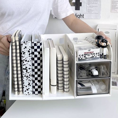文具收纳盒桌面宿舍大学生书桌置物架整理抽屉式书本收纳书立书架