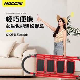 红色乔迁喜升降铝合金爬高步梯 梯子家用折叠伸缩人字梯加厚加粗款